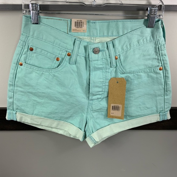 Levi's Pants - LEVI’S pastel mint 501 jeans shorts mid rise W27